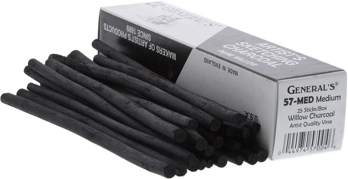 57-MED Willow Medium Charcoal, 5-6 mm - Box of 25