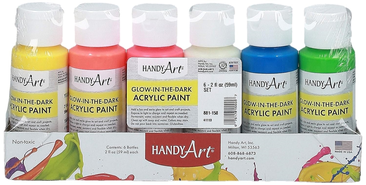 Handy Art 881-158 Acrylic Paint Sets, Glow-in-Dark - 6-2 oz