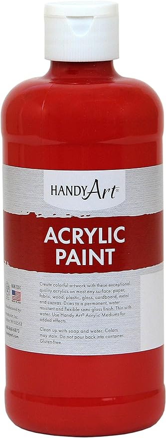 Handy Art 101-035 16 oz Student Acrylic Paint, Vermillion