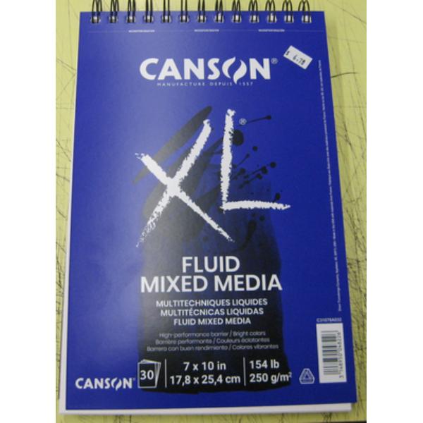 Canson 31078A032 XL Fluid Mixed Media Drawing Pad, 7 x 10 in.