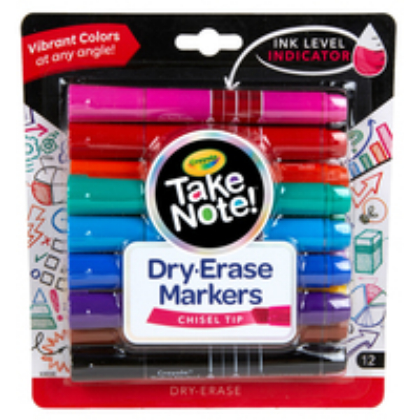 Crayola 58-6543 Crayola Take Note Broad Line Dry-Erase Markers - 4 Count