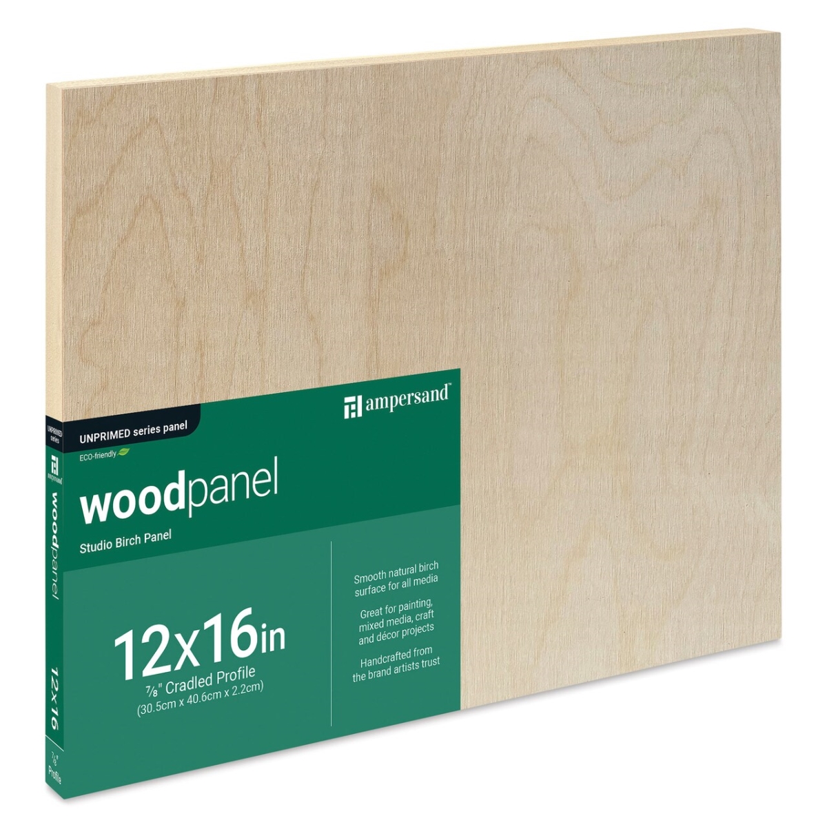 Ampersand EWP751216 12 x 16 in. Birch Wood Studio Panel - 0.88 in. Cradle