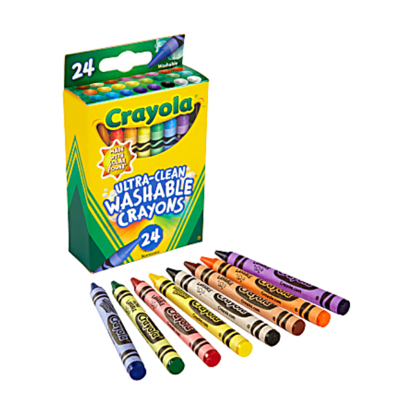 Crayola 52-0138 6.25 in. Washable Ultra Clean Crayons, Assorted Colors - Pack of 24
