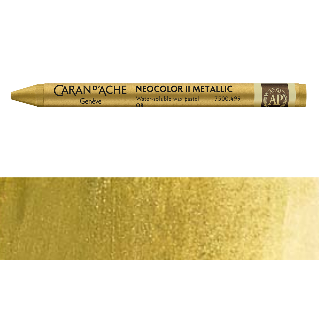 7500.499 Classic Neocolor II Water-Soluble Wax Pastel, Metallic Gold