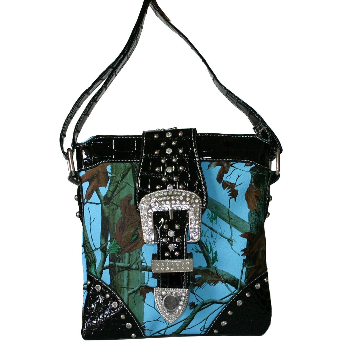 MS213-Blue-Cam Western Rhinestone Buckle Cross Body Messenger Bag - Blue & Camo -  Ritz, RI972097