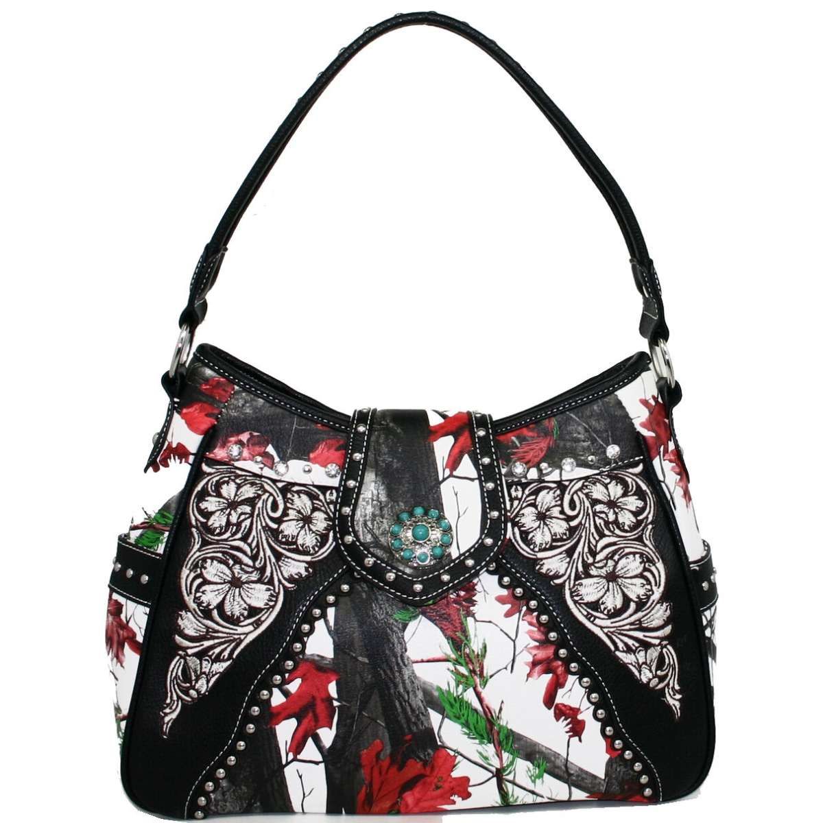Picture of Ritz Enterprises BT923-RD-CAM Western Embroidered Purse with Turquoise Concho&#44; Red & Camo