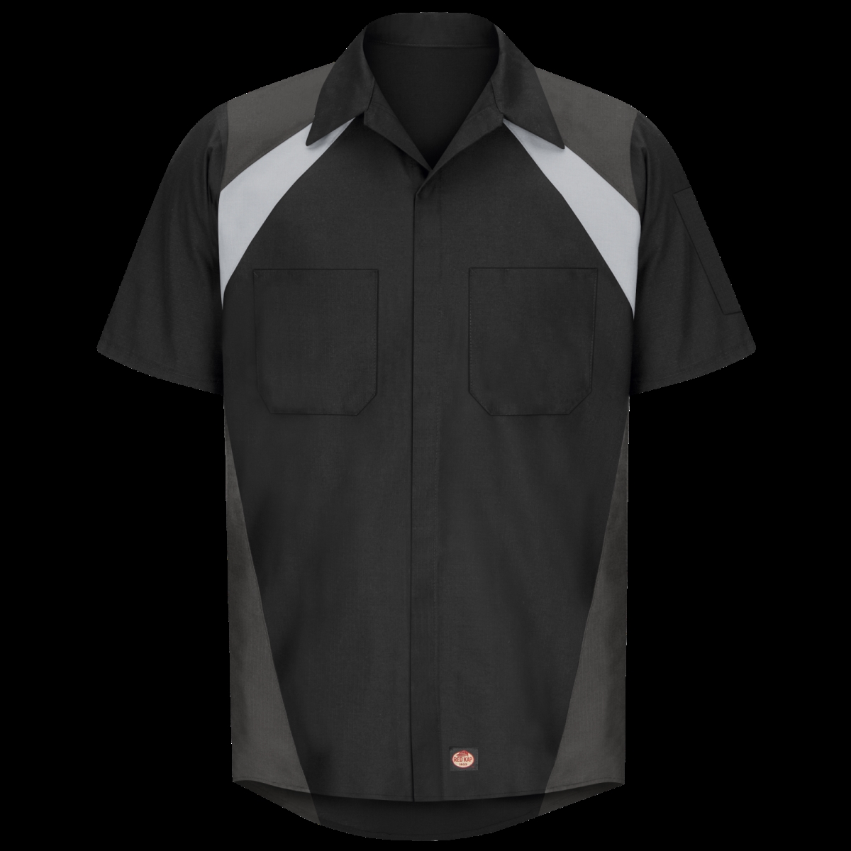 SY28BC-SSL-XL Mens Short Sleeve Long Tri-Color Shop Shirt, Black & Charcoal - Extra Large -  Red Kap