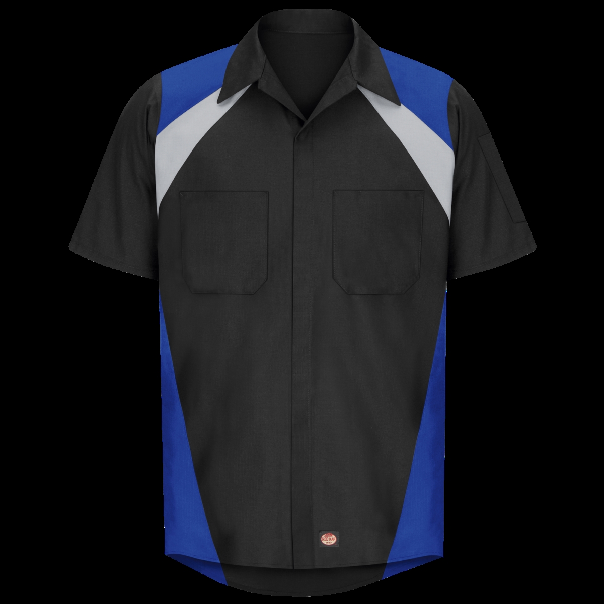 SY28RB-SSL-XXL Mens Short Sleeve Long Tri-Color Shop Shirt - Black, Light Gray & Royal Blue Accent - 2XL -  Red Kap