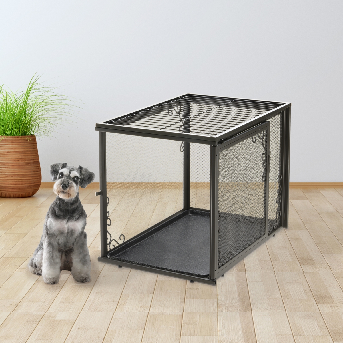 Picture of Richell 80018 Richell Metal Mesh Pet Crate Medium in Antique Bronze