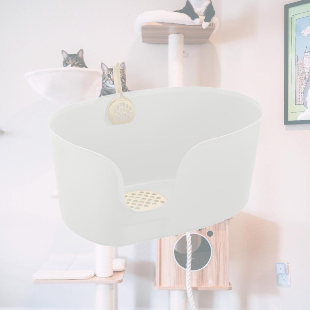 Picture of Richell 60036 Richell PAW TRAX High Wall Cat Litter Box XL in White