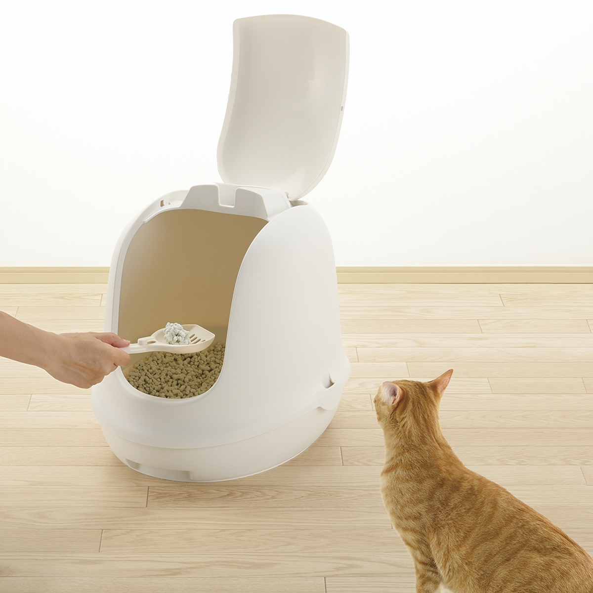 Picture of Richell 60026 PAW TRAX Dome Hooded Cat Litter Box - White