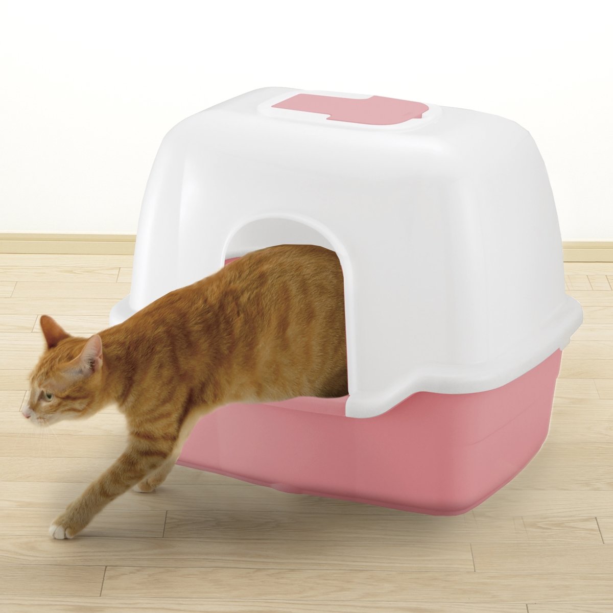 Picture of Richell 60022 PAW TRAX Wide Hooded Cat Litter Box - Pink