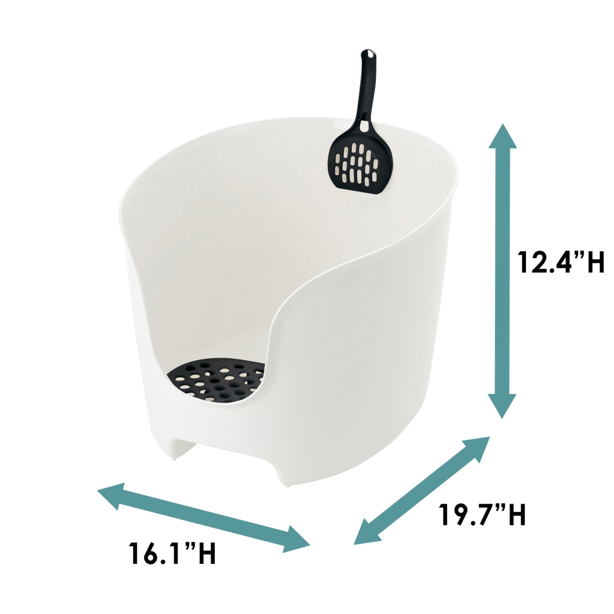 Picture of Richell 60021 PAW TRAX High Wall Cat Litter Box - White/Black