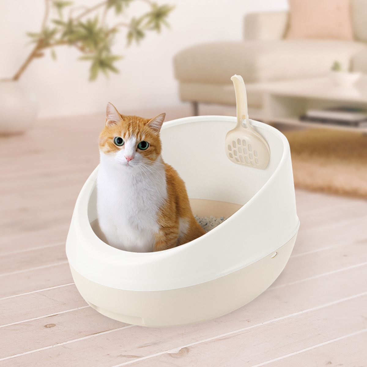 Picture of Richell 60011 PAW TRAX Rimmed Cat Litter Pan - White