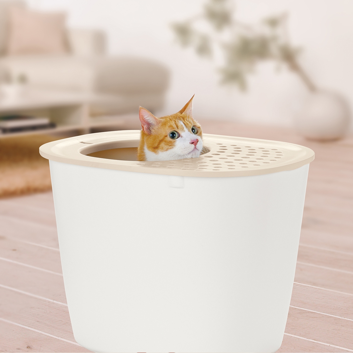 Picture of Richell 60005 PAW TRAX Top Entry Cat Litter Box - White