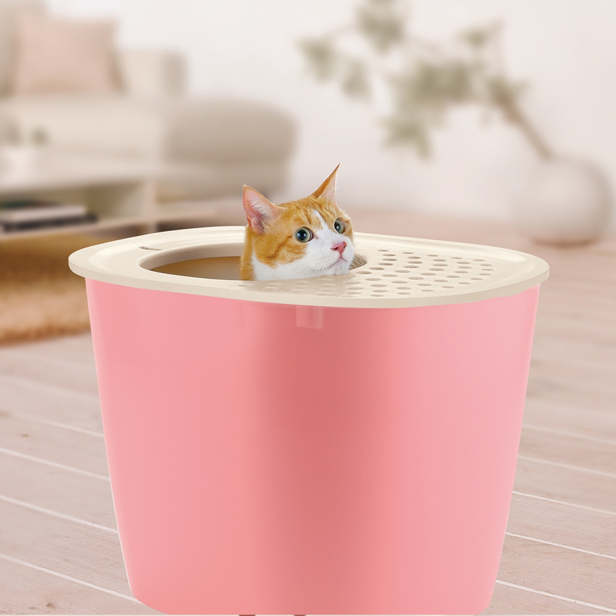 Picture of Richell 60004 PAW TRAX Top Entry Cat Litter Box - Pink
