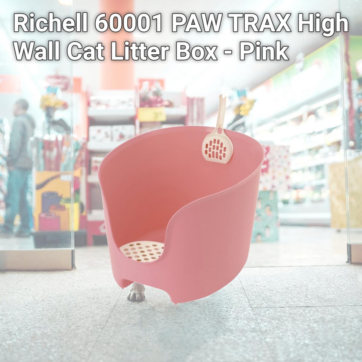 Picture of Richell 60001 PAW TRAX High Wall Cat Litter Box - Pink