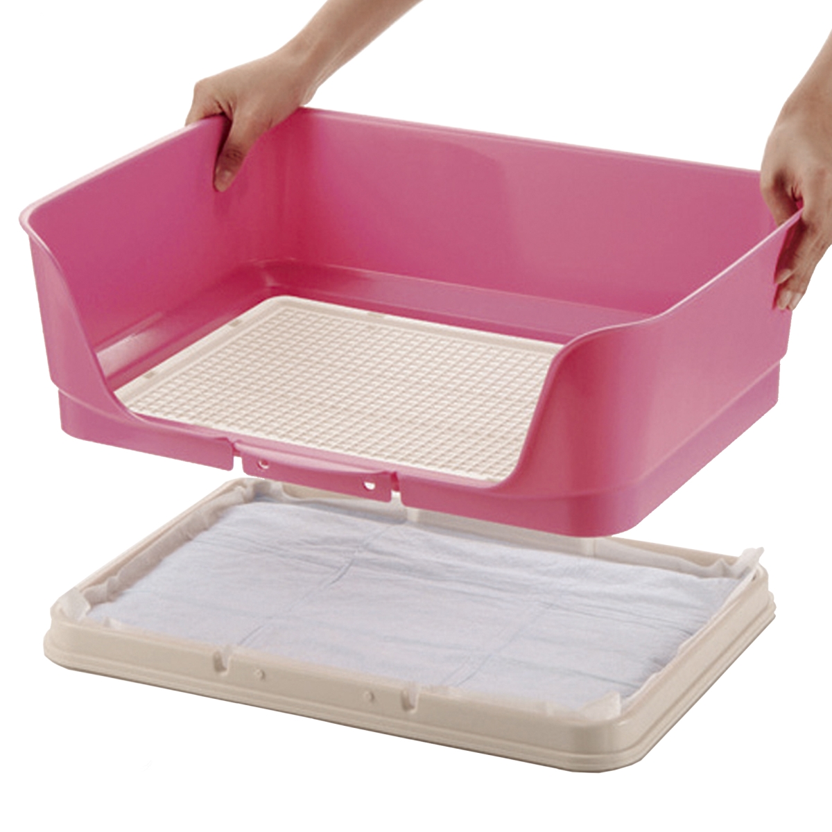 Picture of Richell 60034 PAW TRAX Splash Free Potty Pad Tray - Pink