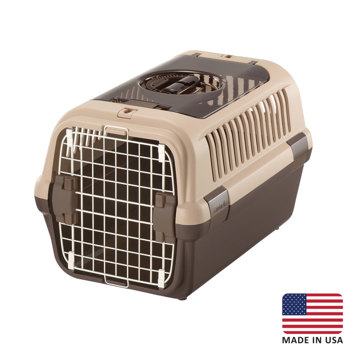 Picture of Richell 80022 Double Door Carrier Medium in Soft Tan and Brown
