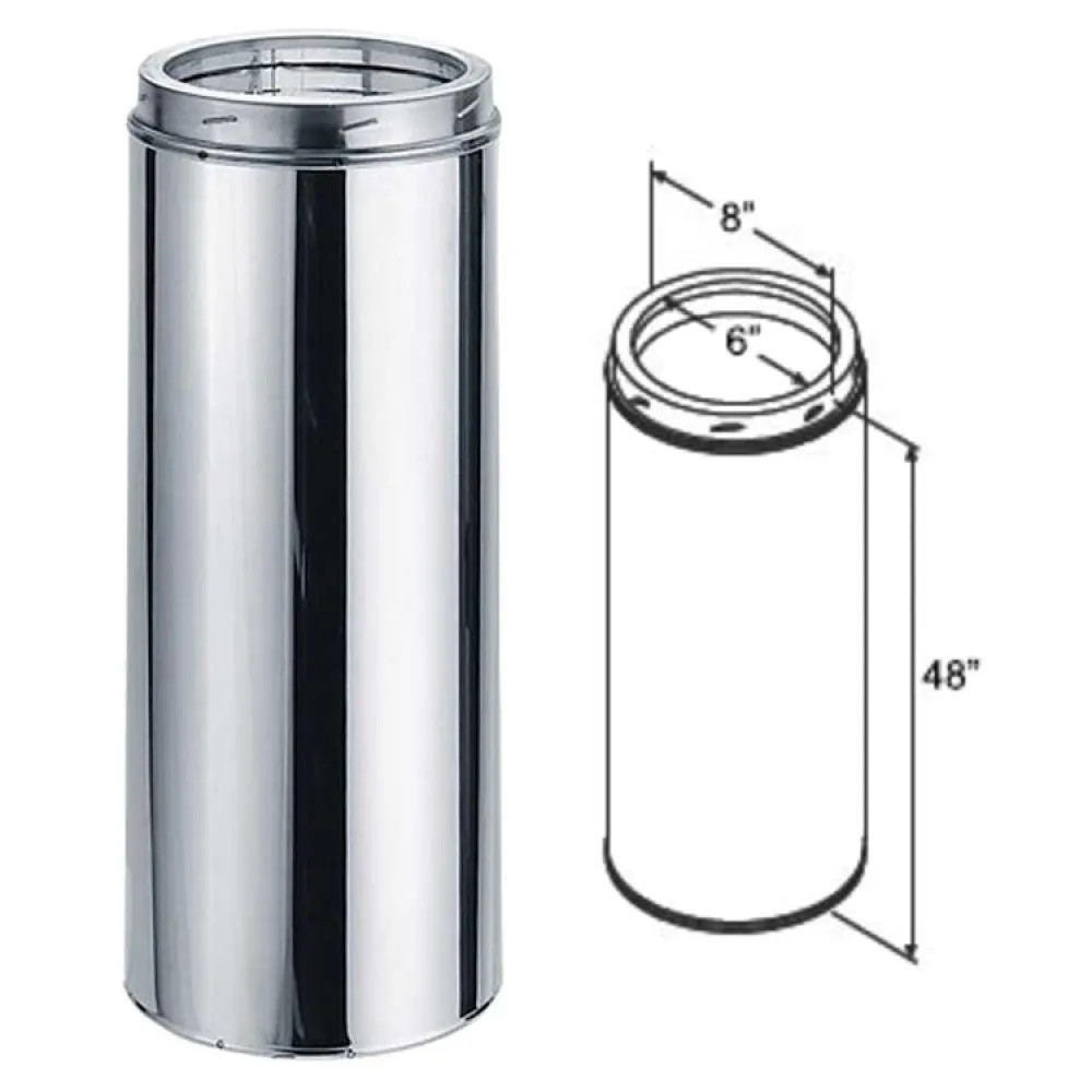 8DT-48 48 in. Round Chimney Pipe - Galvalume
