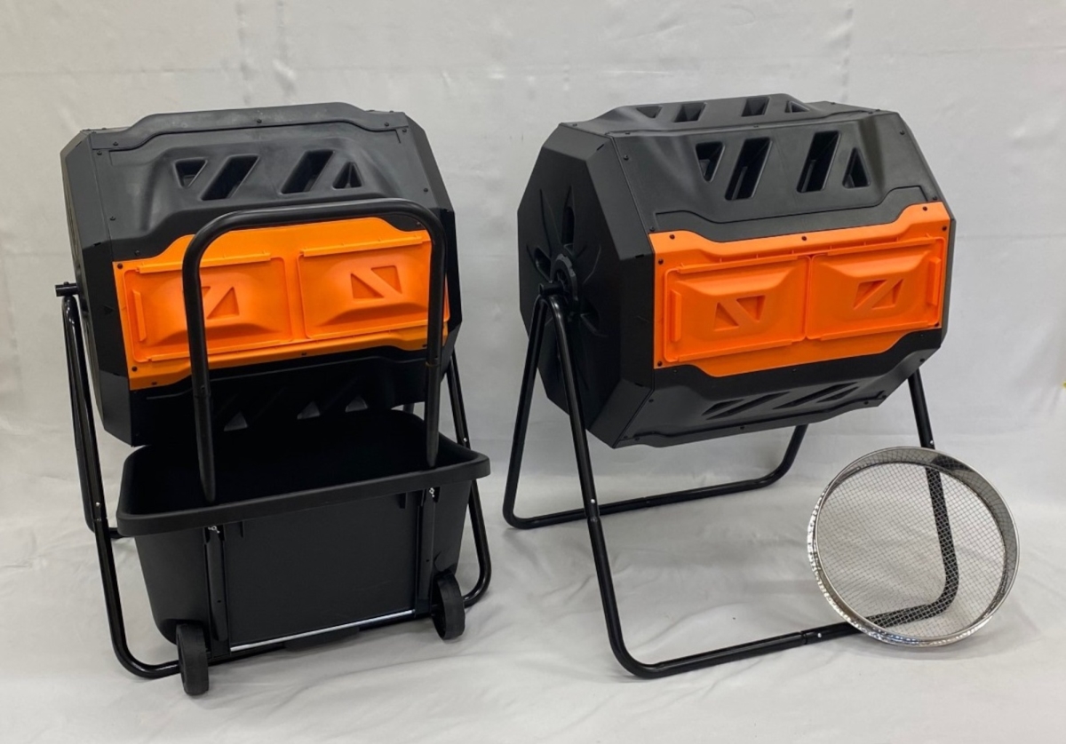 2-Genesis 42 Gallon Composters w/ 1-Cart & 1-Sifter