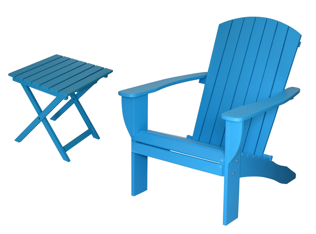 Riverstone Solid Cedar Adirondack Extra Wide Chair with build in bottle opener &  matching folding table   - Teal