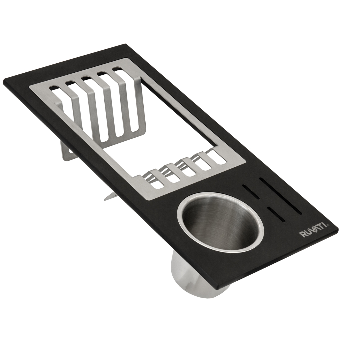 USA  Black Composite Dish Plate & Silverware Caddy Drying Rack for Workstation Sinks - Ruvati RVA1542BWC
