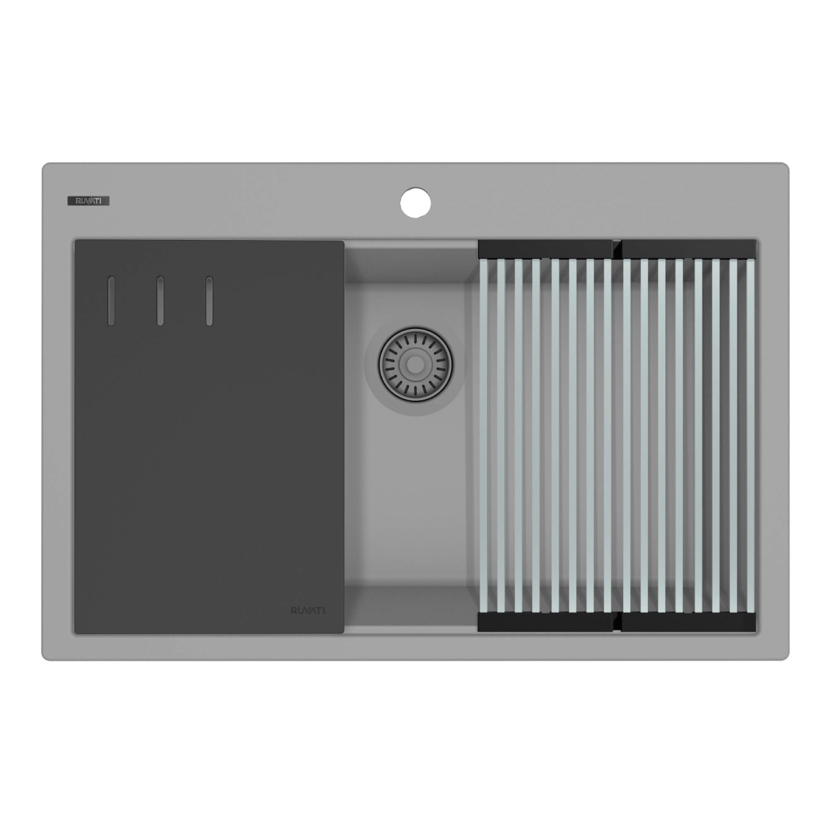 RVG1306UG 33 in. Granite Composite Workstation Drop in Top Mount Kitchen Sink, Urban Gray -  Ruvati