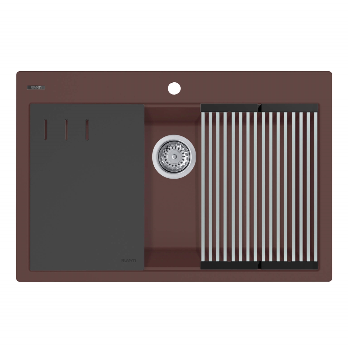 RVG1306ES 33 in. Granite Composite Workstation Drop in Top Mount Kitchen Sink, Espresso Brown -  Ruvati