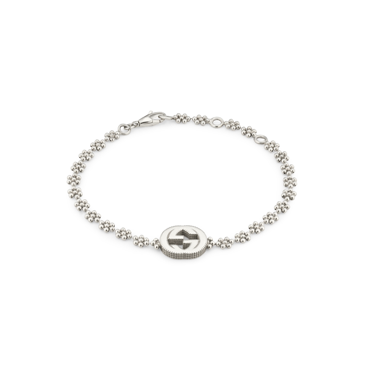 Picture of Gucci YBA48168700100U Sterling Silver Interlocking G Bracelet Flower Motifs