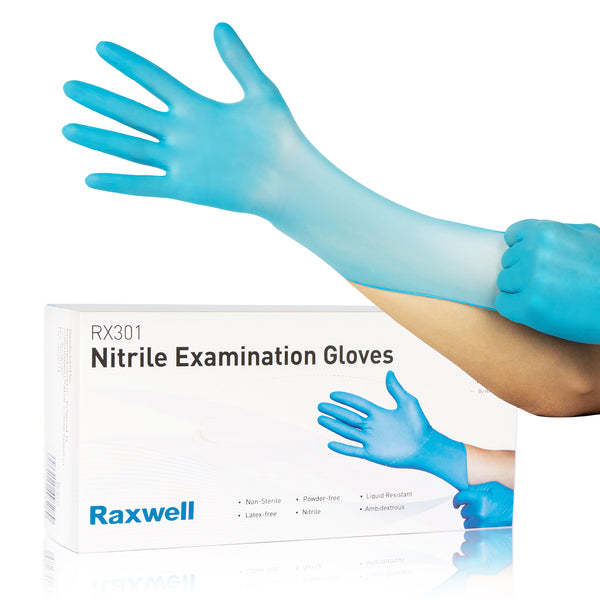 RW3012 RX301 Chemo Nitrile Examination Gloves  Blue - 4 Mil - Medium - 10 boxes of 100 gloves