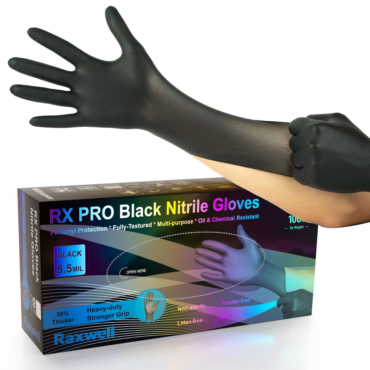 5.5 mil RX Pro Black Nitrile Gloves - 2XL - 90 Count