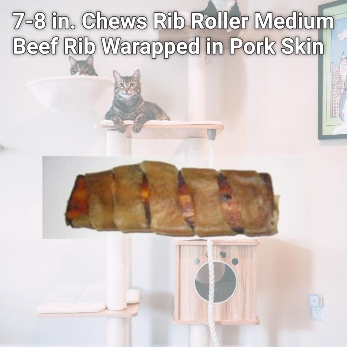 Picture of Jones Naturals 090-01159 7-8 in. Chews Rib Roller Medium Beef Rib Warapped in Pork Skin