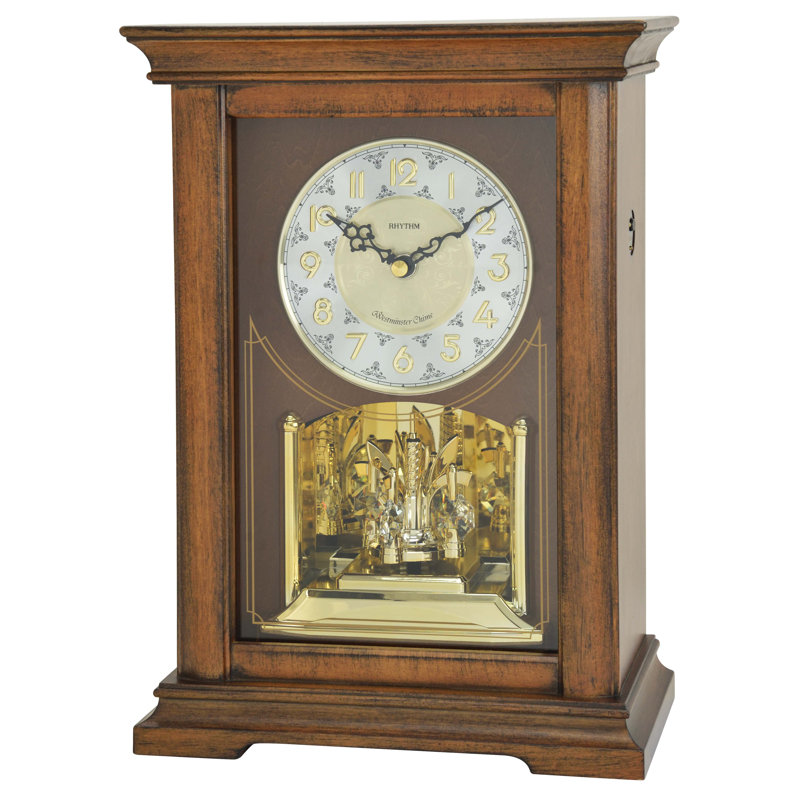 CRH270UR06 Wooden Musical Analog Solid Wood Quartz Tabletop Clock, Brown -  Rhythm USA