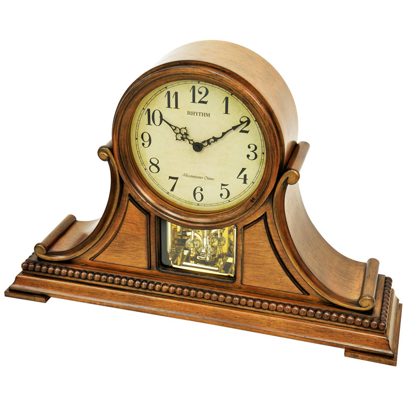 CRH271UR06 Wooden Musical Analog Solid Wood Quartz Tabletop Clock, Brown -  Rhythm USA