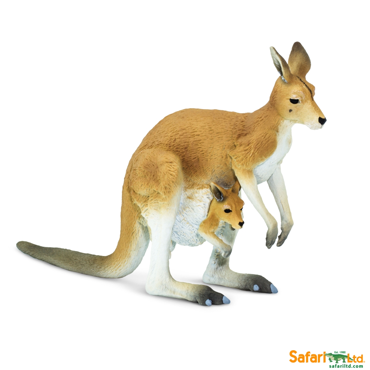 Safari  Kangaroo Figurine with Joey, Multi Color