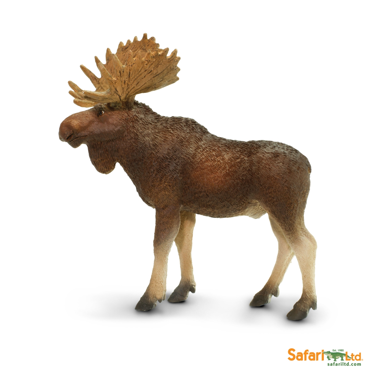 Safari  Bull Moose Figurine, Multi Color