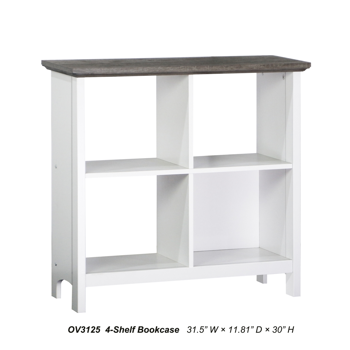 Picture of Saint Birch SBOV3125BKWG Saint Birch Olivia 4 Cube Bookcase in Grey Oak and White Finish