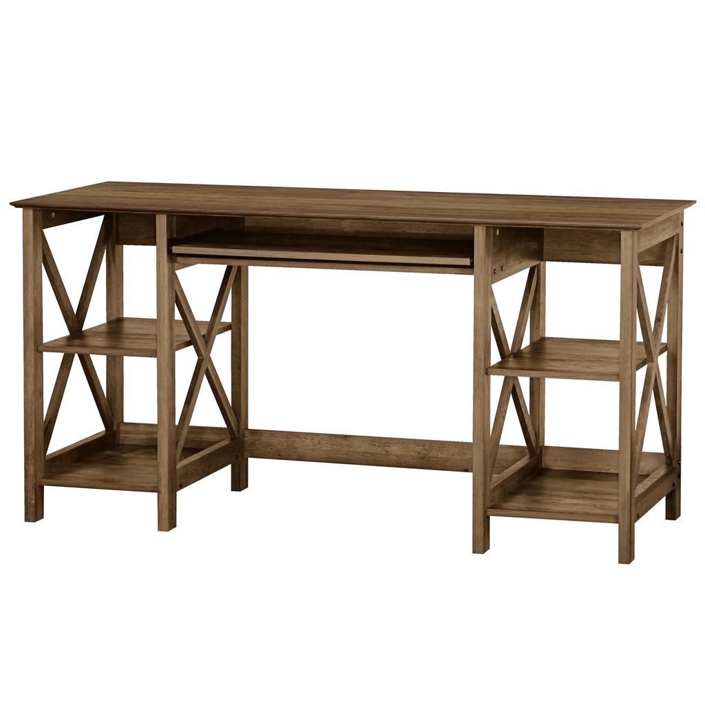 Picture of Saint Birch SBHN1301WDRO Saint Birch Honduras 58&apos; Transitional Rustic Oak Particleboard Open Shelves Writing Desk