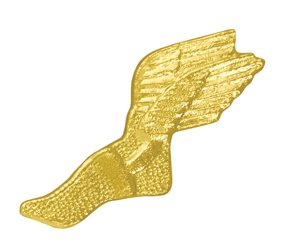 Picture of Simba CL065 1.43 in. Chenille Winged Track Foot Lapel Pin&#44; Bright Gold