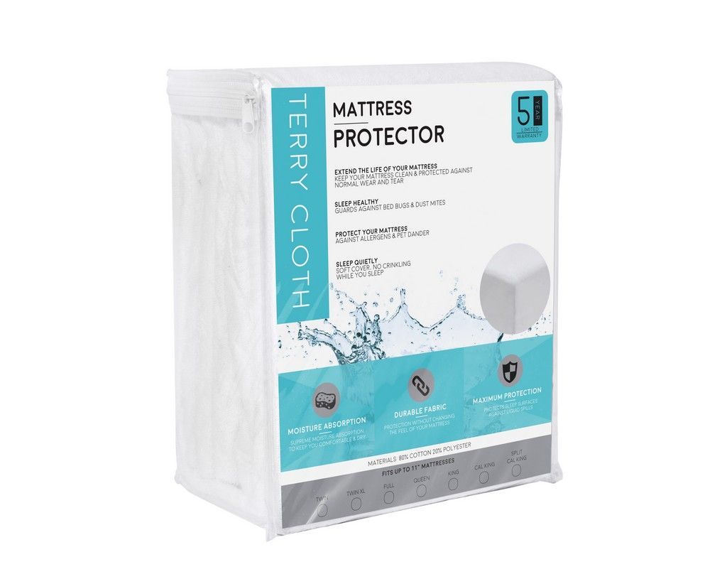 MATPROC1-TL Terry Cloth Mattress Protector - Twin Size - Extra Large