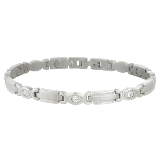 30375 Lady Executive Gem Magnetic Bracelet - Silver, Large