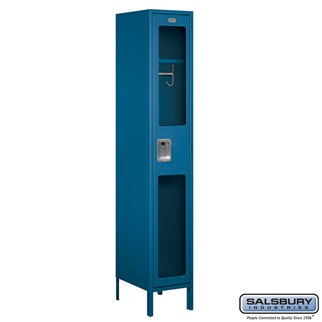 S-51168BL-A 1 x 6 x 18 in. Single Tier Extra Wide See Through Metal Locker, Blue - Assembled