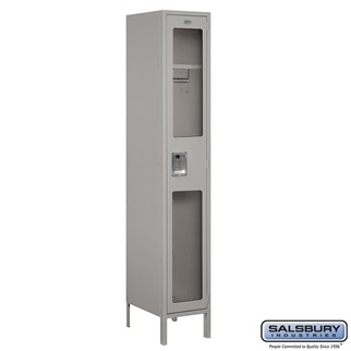 1 x 6 x 18 in. Single Tier Extra Wide See Through Metal Locker, Gray - Unassembled