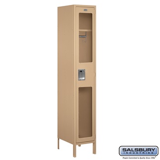 S-51168TN-A 1 x 6 x 18 in. Single Tier Extra Wide See Through Metal Locker, Tan - Assembled
