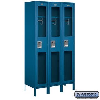S-51368BL-A 3 x 6 x 18 in. Single Tier Extra Wide See Through Metal Locker, Blue - Assembled