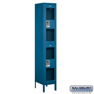 S-52165BL-A 1 x 6 x 15 in. Double Tier Extra Wide See Through Metal Locker, Blue - Assembled