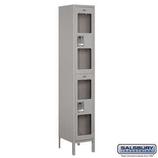 S-52165GY-A 1 x 6 x 15 in. Double Tier Extra Wide See Through Metal Locker, Gray - Assembled