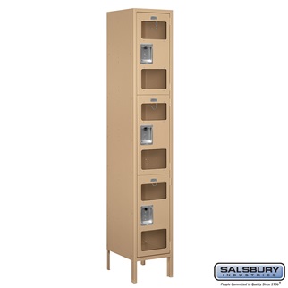 S-53165TN-U 1 x 6 x 15 in. Triple Tier Extra Wide See Through Metal Locker, Tan - Unassembled
