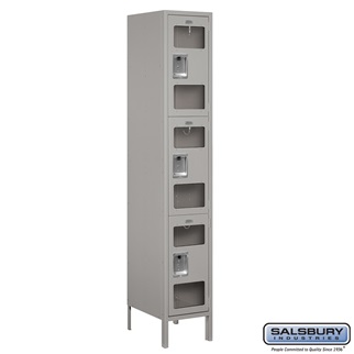 S-53168GY-A 1 x 6 x 18 in. Triple Tier Extra Wide See Through Metal Locker, Gray - Assembled